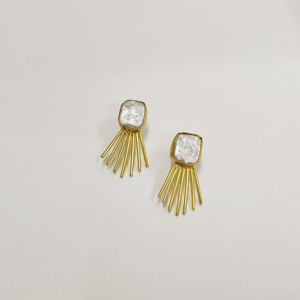 IN Lebole Collezione The Circle DOR76 Bacio Orecchini da Donna in Ottone Pietra Perla