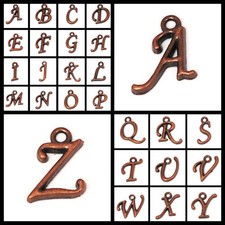 Copper Pewter Alphabet Letter Charms DIY Bracelet,Necklace,Pendant Jewelry 2pcs