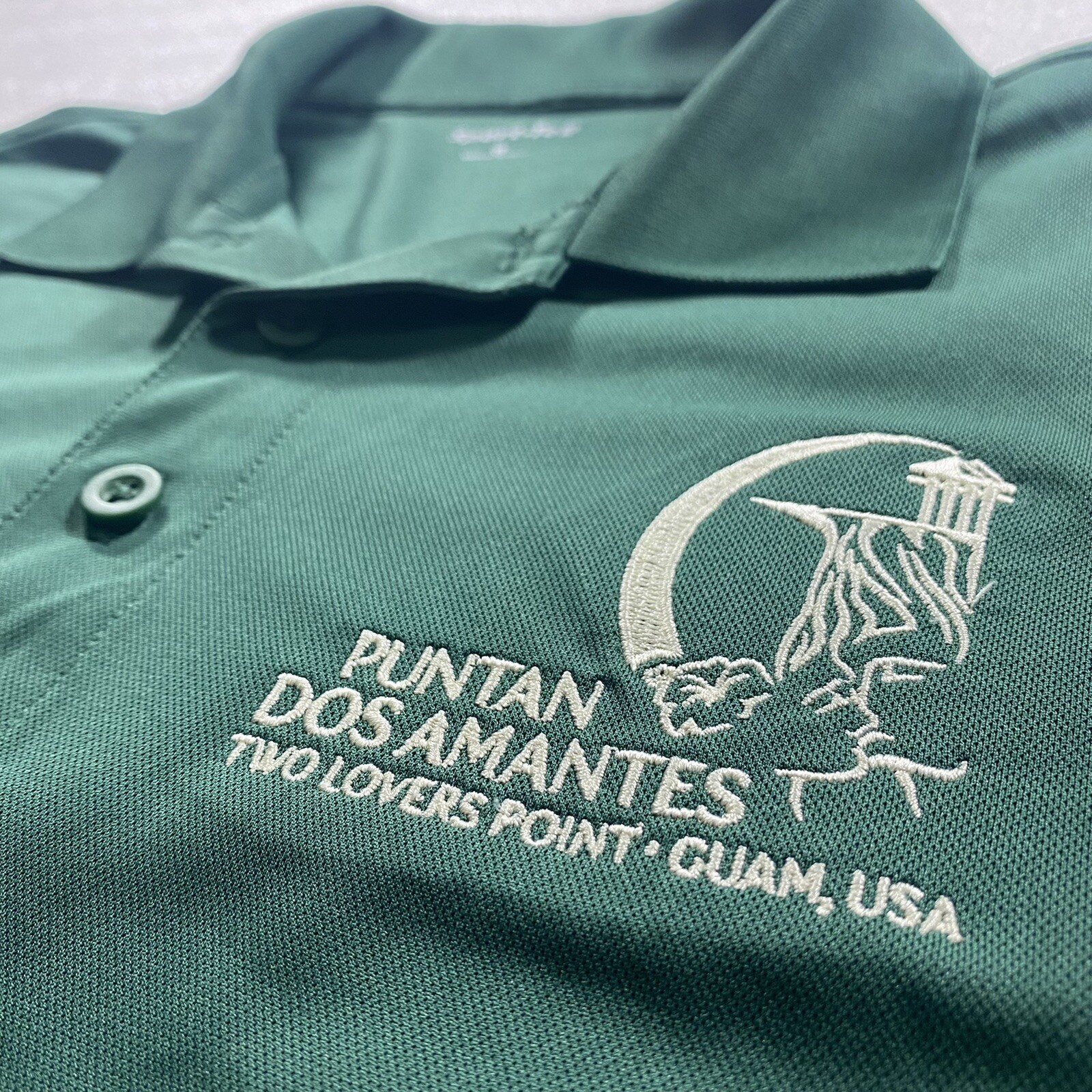 Two Lovers Point Guam Polo Shirt Men S Small Puntan Dos Amantes Green Pre Owned Ebay