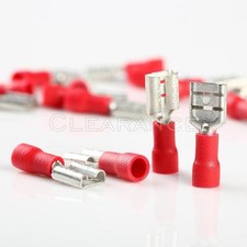100 Vinyl Female Wire Terminal Red 22-16 Ga AWG Quick Disconnect Connector MAS