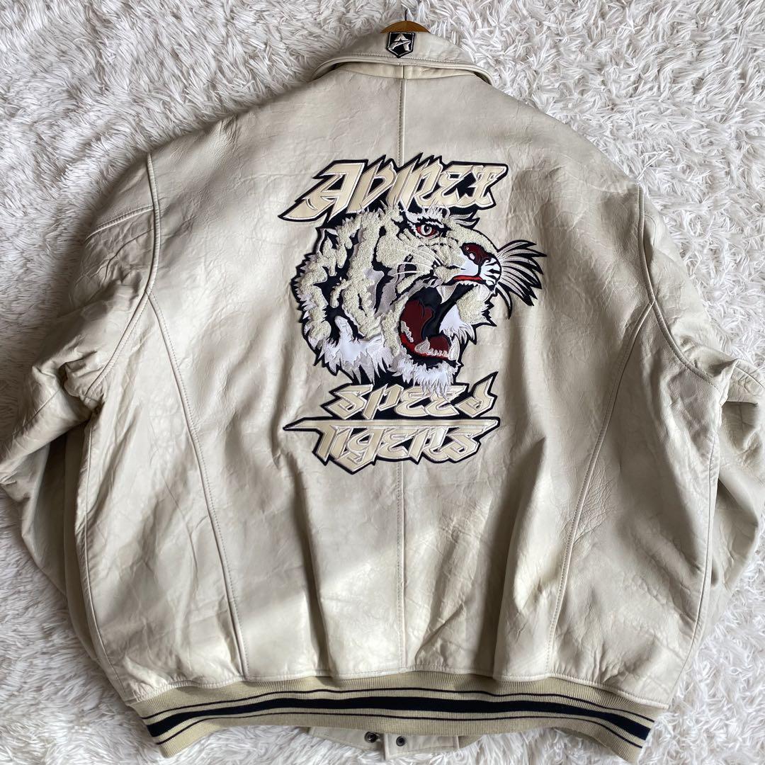 Avirex White Tiger Leather Varsity Jacket 4Xl Genuine Full Deco | eBay