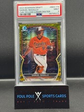 2023 Bowman Draft Samuel Basallo Yellow Lunar Crater 48/75 PSA 9 POP 5