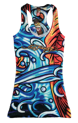 BRAND NEW Ed Hardy Womens Tank Top KOI FISH M NWT Racerback