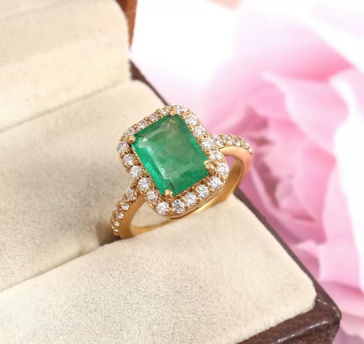 100 Natural Emerald Ring Radiant Gemstone Ring Wedding Ring