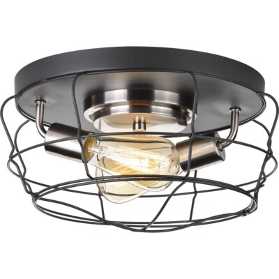 Gauge 14 in. 2-Light Graphite Flush Mount Ceiling Light by Progress Lighting
