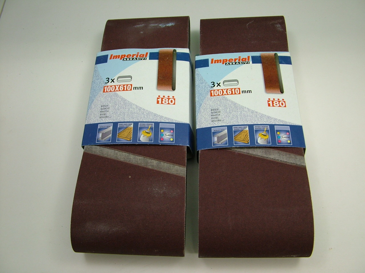 Sanding belts 100x610mm fine 180 grit, pack of 6 belts,premium quality European