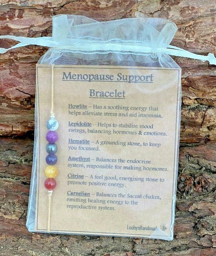 UNTERSTÜTZUNGSARMBAND FÜR DIE MENOPAUSE HORMONHAUSHALT LINDERUNG HEILUNG EDELSTEIN GESCHENKKARTE UK - Bild 4 von 4