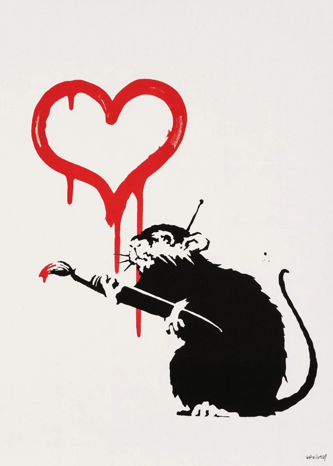 Banksy: Love Rat 22x30 Archival Quality Fine Art Print