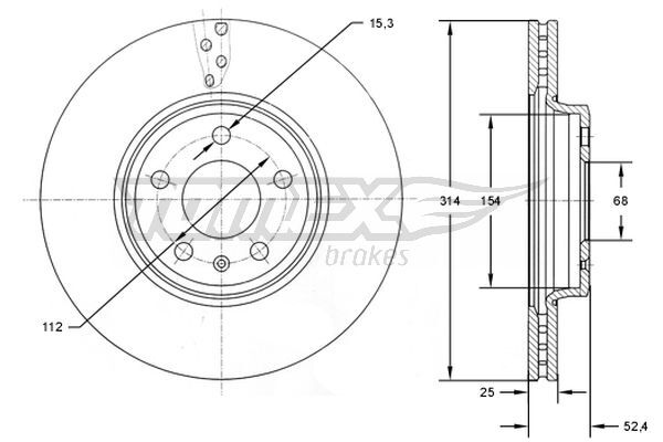 Tomex Brakes 2X Bremsscheibe Vorne Ø314 Mm BelüFtet FüR Audi A4 Avant 8K5 B8-image