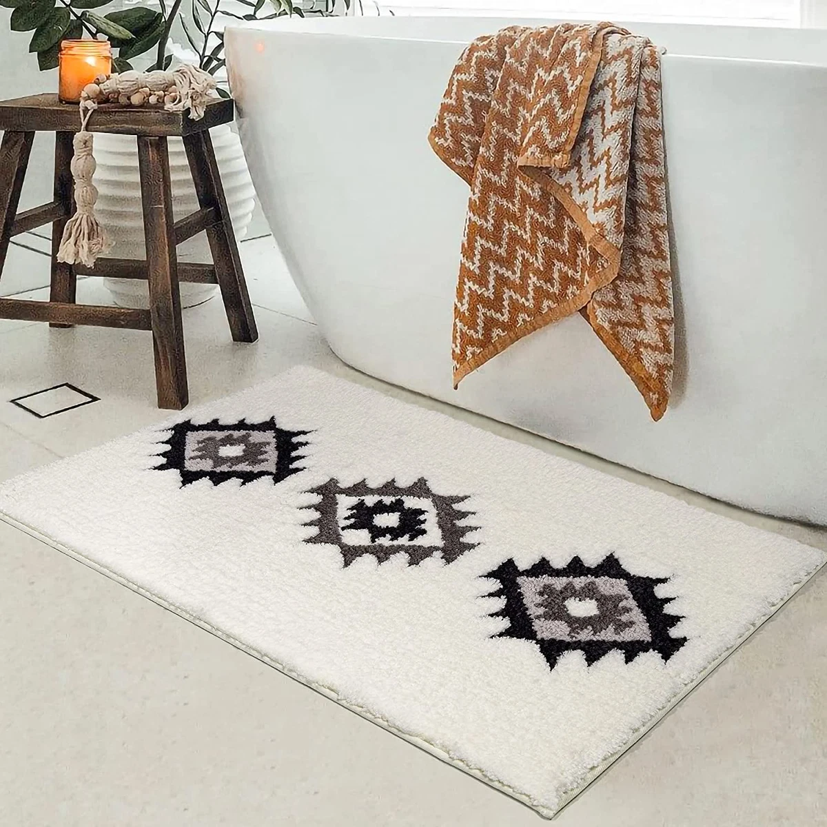 Boho bathroom rug deals