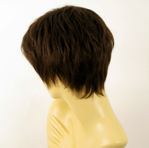 Perruque Femme 100% Cheveux Naturels Châtain - Ref LAURA 6 - Court, Bonnet Moyen