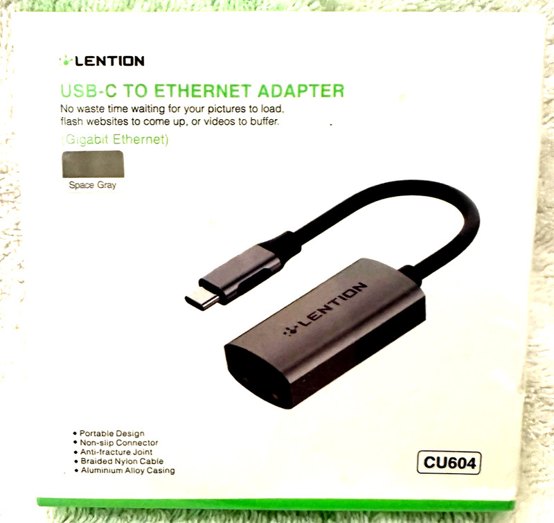 LENTION USB-C to Ethernet Adapter CU604 USB-C To Wired Gigabit Ethernet Network