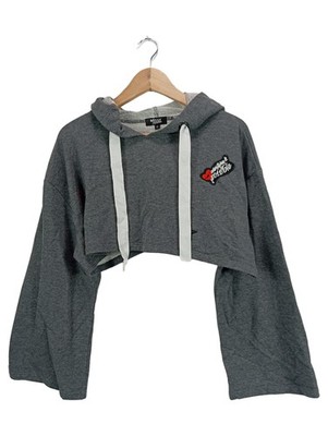 MISSY ROCKZ Cropped Hoodie Damen Gr. S Grau Kapuzenpullover Streetwear