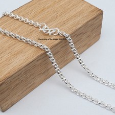 New Pure 999 Fine Silver Unisex Necklace 3mm Rolo Link Chain Necklace 17.7inch