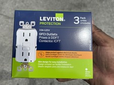 Leviton GFNT1-3W GFCI Duplex Outlets 15A 125V White Slim Tamper Resistant 3 Pack