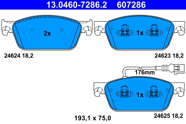 Kit de plaquettes de frein ATE avec garniture céramique anti-usure 13.0460-7286.2
