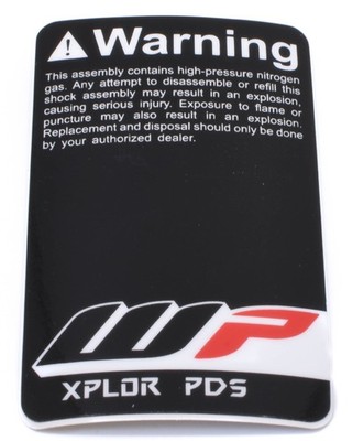 WP Suspension Stoßdämpfer Aufkleber XPLOR PDS WARNING 40x65mm 52000170