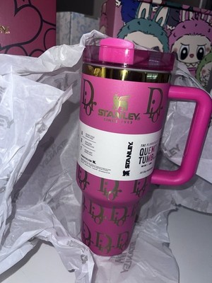 Stanley x Dior Quencher H2.0 40oz Pink/Gold Handle Twist Lid Logo Tumbler