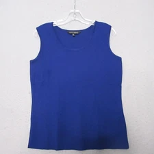 Ming Wang Knit Tank Small Wrinkle Resistant Career Layer Timeless Sapphire Slit
