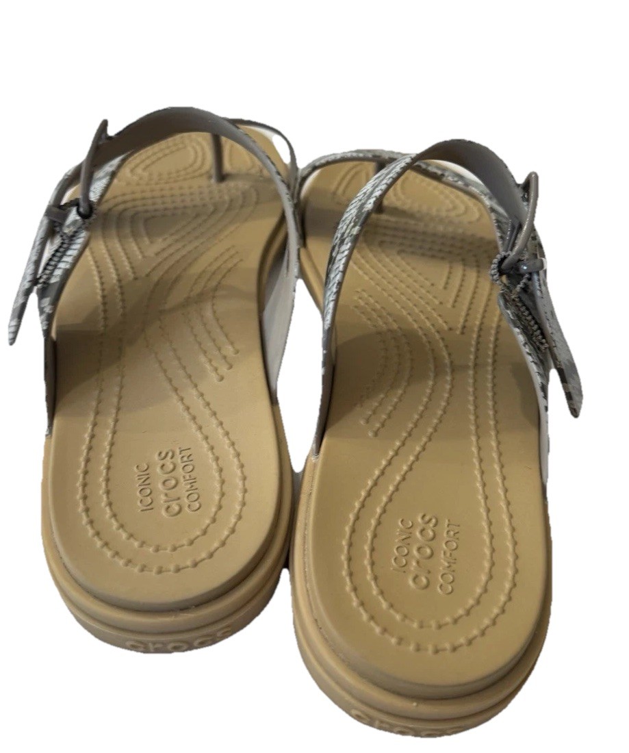 Crocs Tulum Toe Post Sandal Womens Size 8 Snakeskin Print Strappy Flat NWOB image 8