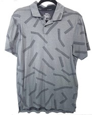 Nike Golf Dri-Fit Standard Fit Gray Geometric Stretch Polo Shirt Mens Size S