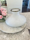 Antique Lamp Shade White Milk Glass Brass Top Vtg Antique Kerosene Shade