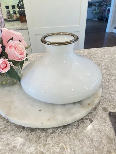 Antique Lamp Shade White Milk Glass Brass Top Vtg Antique Kerosene Shade