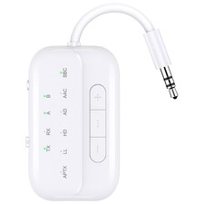BEEITZIE BLUETOOTH TRANSMITTER RECEIVER 2-IN-1 V5.3 WIRELESS TRANSMITTER - WHITE