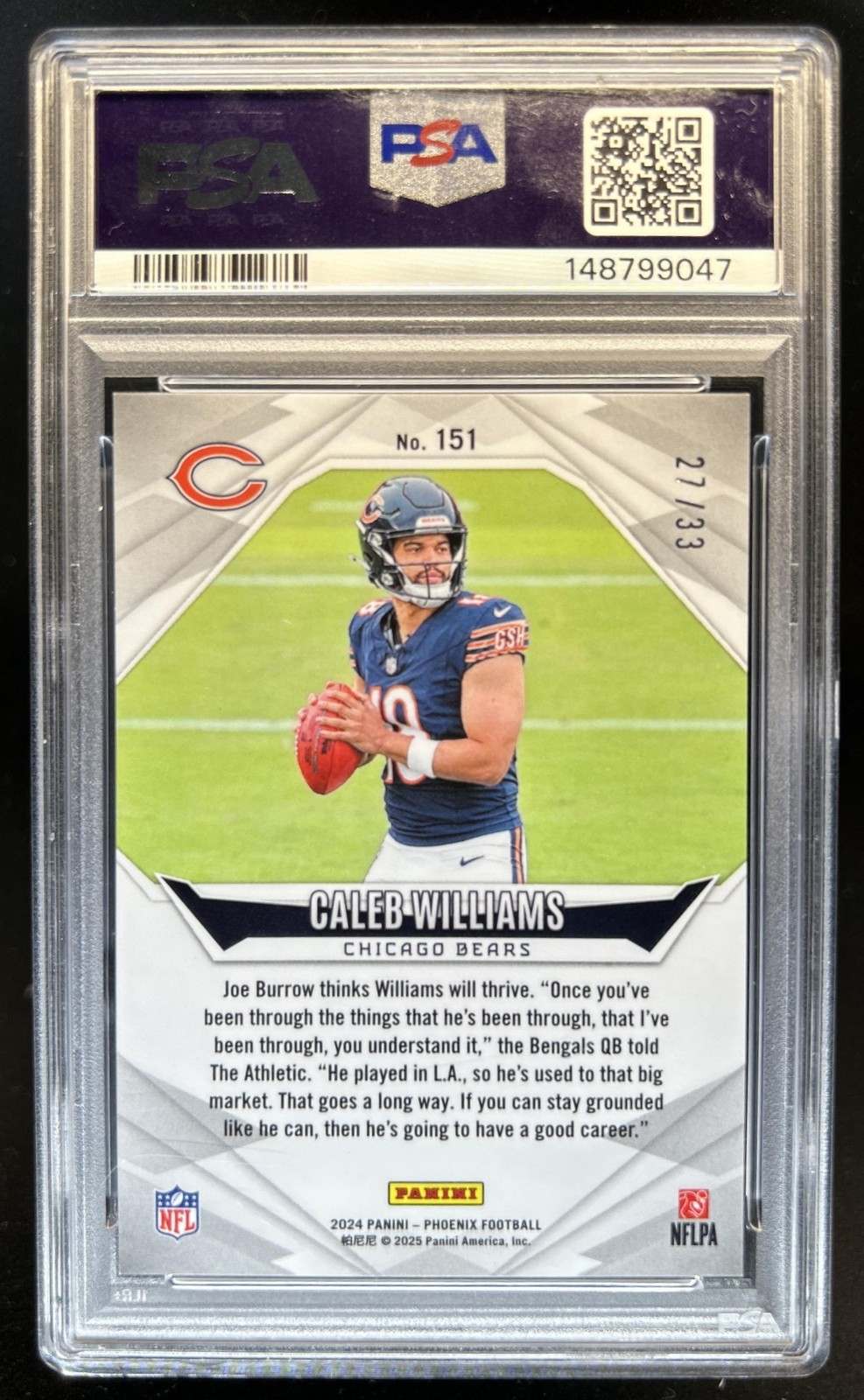 2024 Panini Phoenix Caleb Williams Bronze Pandora Rookie RC #/33 Bears PSA 9 view 2