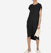 Everlane The Japanese GoWeave Cocoon Dress SZ 6 Black  Pockets Shift Minimalist
