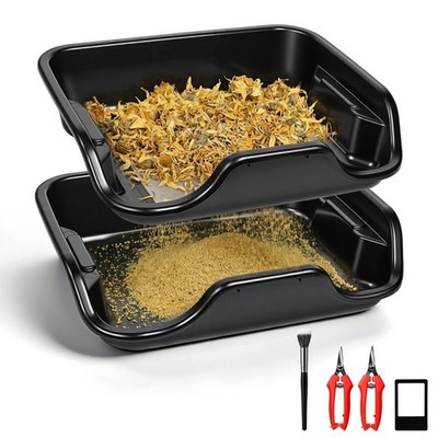 Trim Tray Bin | Premium Ernteset 150 Mikron Pollensieb | Ernteschere + Lupe Bürs