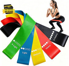 Resistance Loop Exercise Bands with Instruction Guide and Carry Bag, Set of 5    