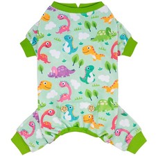 Dog Pajamas Small Dog Pajamas with Colorful Dinosaurs Stretchy Pet Jammies On...