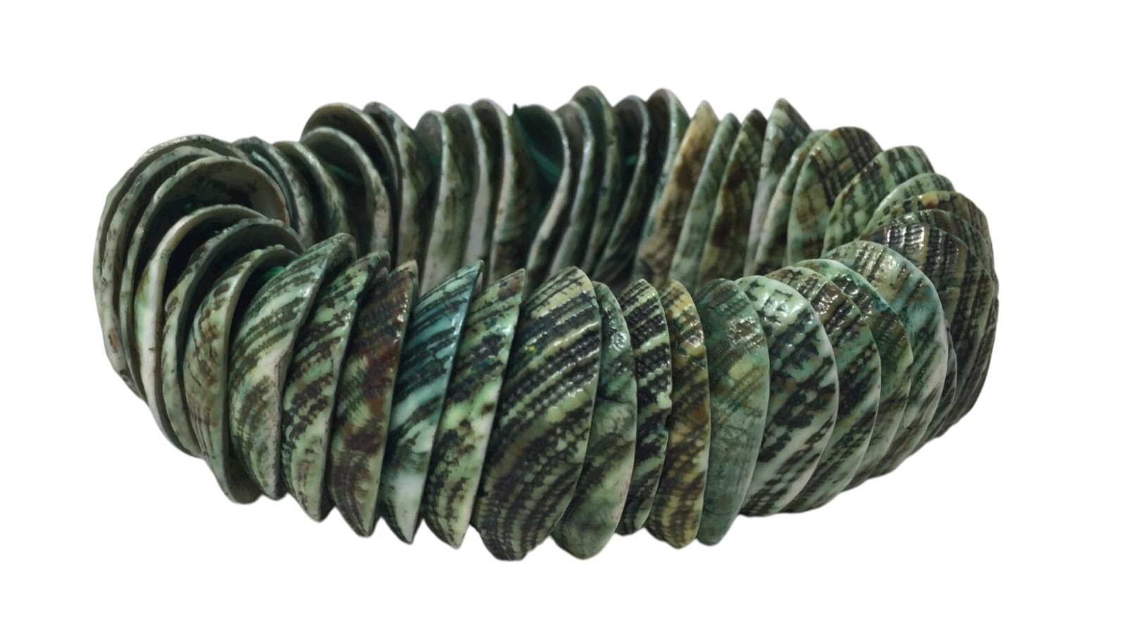 Women's Green Shell Stretchy Statement Bracelet - image 1