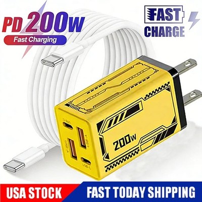 200W GaN Fast Charging USB Type-C Charger For iPhone 17e 16 15 14 13 12 Pro Max