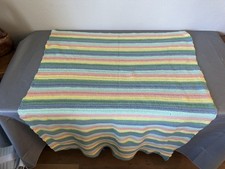 HAND CROCHETED PASTEL MULTI COLOR BABY BLANKET/THROW 44