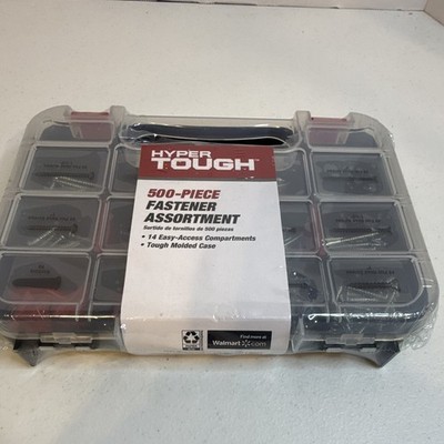 Hyper Tough 500-Piece Fastener Assortment w/ Case, Phillips Flat Head, Zinc
