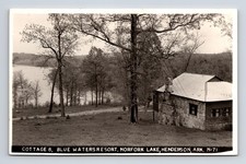 1900s Blue Waters Resort on Lake Norfork Cottage 8 &amp; View Henderson AR Postcard
