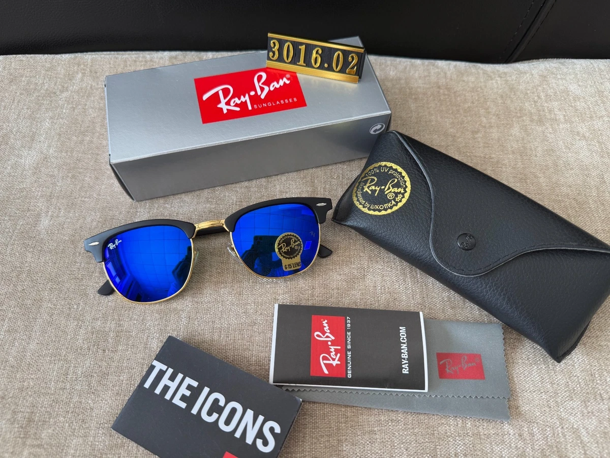 Ray-Ban Clubmaster Blue Mirrored Sunglasses for Men for sale | eBay
