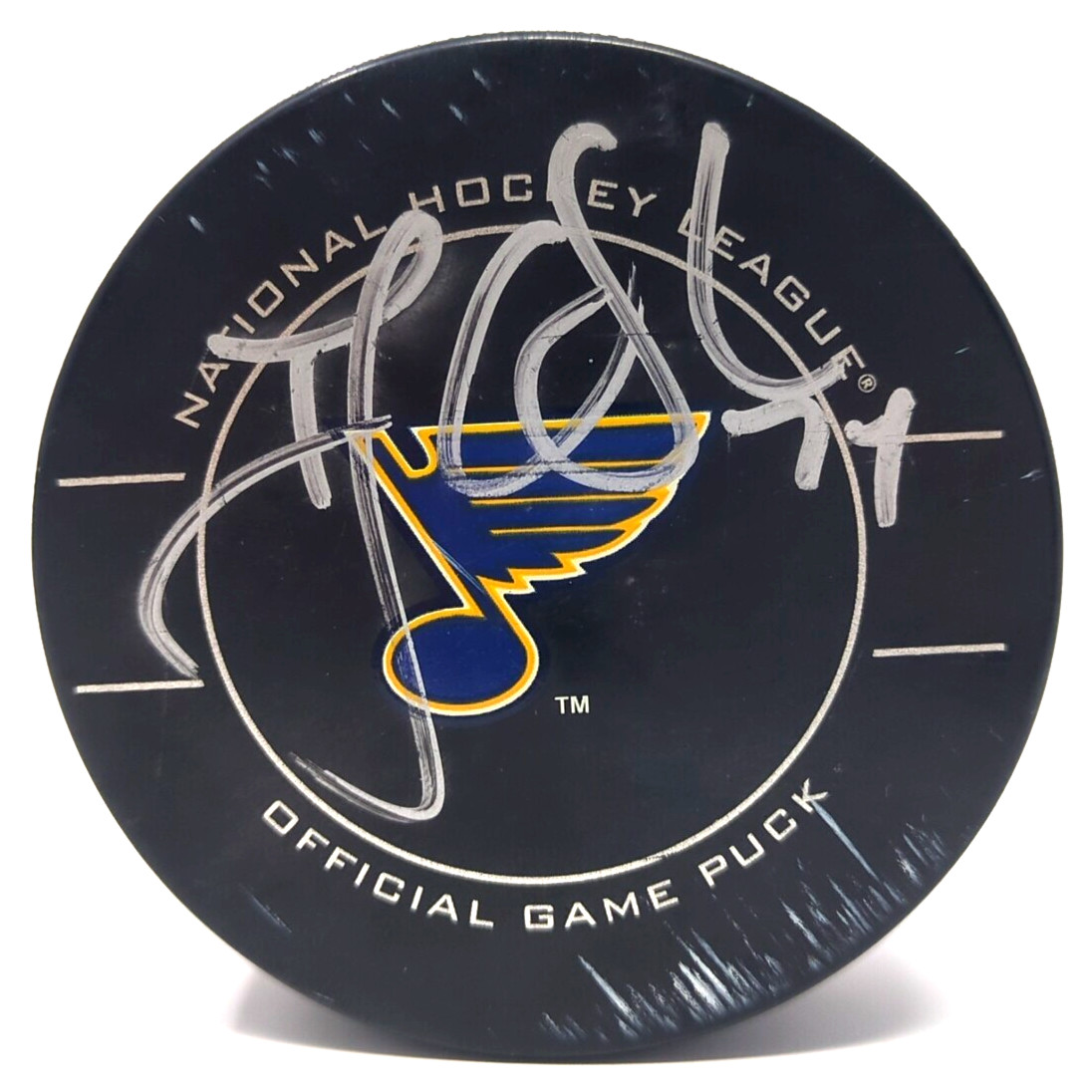 TJ Oshie Autographed Signed St Louis Blues Official Game Puck Scuffed | No COA