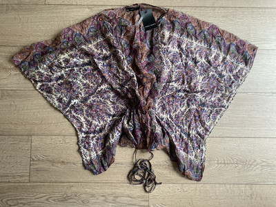 Zara Basic Poncho Paisley Mix 100 % Seide Bluse Top UK Small