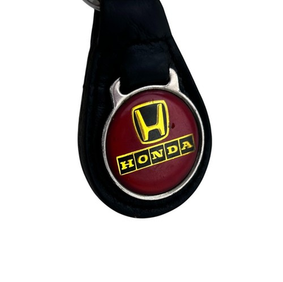 #ad Honda Black Leather Keychain White Red Logo Badge Vintage 1990#x27;s $19.99