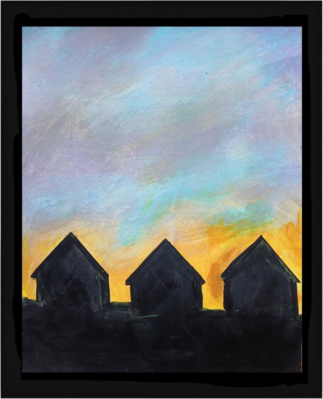 Abstract/Impressionism P Town 6A Cottages colorful Handmade Street Art Painting