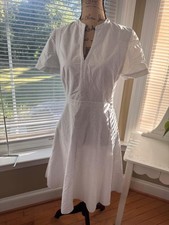 TORY BURCH white black stripe fit and flare  dress size small (DR100