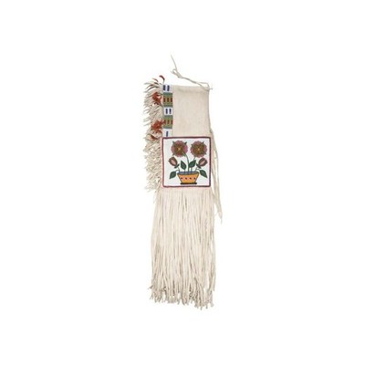 Old Native American Floral Saddle Bag Western Leather Beaded Fringe Handmade