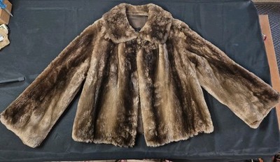 Vtg 1950s Mink Fur Swing Stroller Jacket Shawl Collar Brown Art Bett's Furs