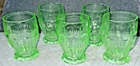 VTG  Lot Of 5 Uranium Glass  Georgian Honeycomb Tumblers   VGC
