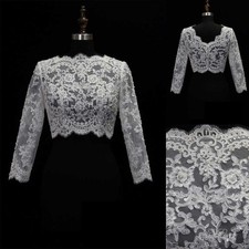 Wedding Dress Topper Jacket for Bride Lace Top Appliques Long Sleeves Plus Size