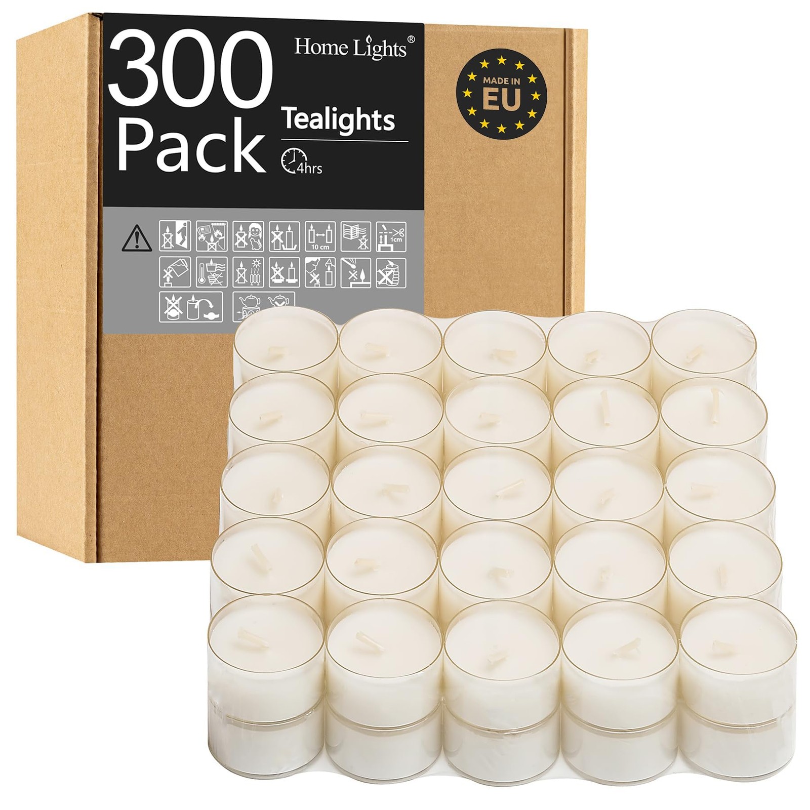 Bulk White Unscented Tealight Candles 100-300 Pack 4-4.5 Hour Burn-image