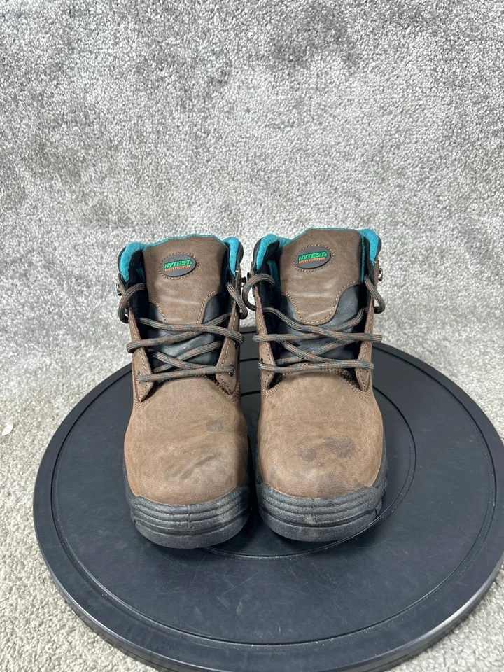 Bota Hytest Mujer Talla 7.5 Ancha Ámbar Conexión Directa Puntera Acero Trabajo Cuero Marrón Foto 2 de 4